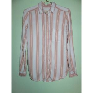 American Eagle Boyfriend Pink Stripe Button Shirt